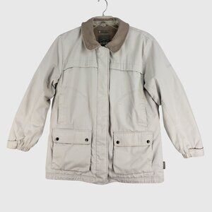 Pacific Trail Beige/White Fleece Plaid Lined Jacket Womes M